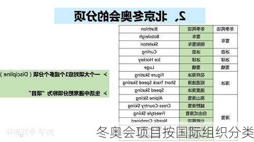 冬奥会项目按国际组织分类