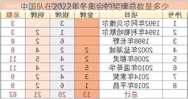 中国队在2022年冬奥会的奖牌总数是多少