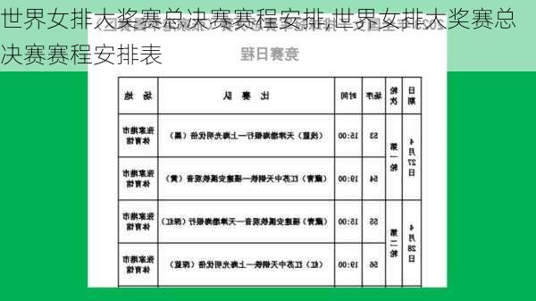 世界女排大奖赛总决赛赛程安排,世界女排大奖赛总决赛赛程安排表