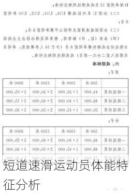 短道速滑运动员体能特征分析