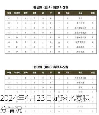 2024年4月23日足球比赛积分情况