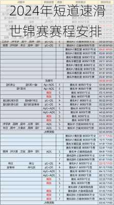 2024年短道速滑世锦赛赛程安排