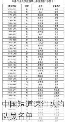 中国短道速滑队的队员名单