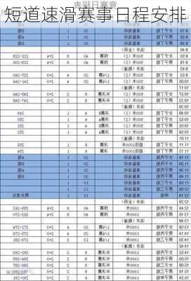 短道速滑赛事日程安排