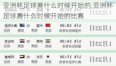 亚洲杯足球赛什么时候开始的,亚洲杯足球赛什么时候开始的比赛