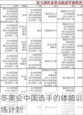 冬奥会中国选手的体能训练计划