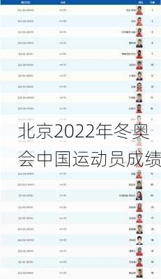 北京2022年冬奥会中国运动员成绩