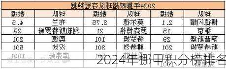 2024年挪甲积分榜排名