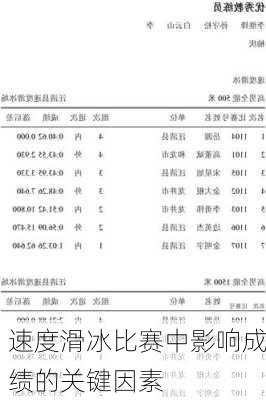 速度滑冰比赛中影响成绩的关键因素