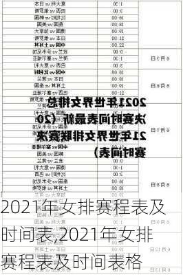 2021年女排赛程表及时间表,2021年女排赛程表及时间表格