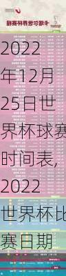 2022年12月25日世界杯球赛时间表,2022世界杯比赛日期