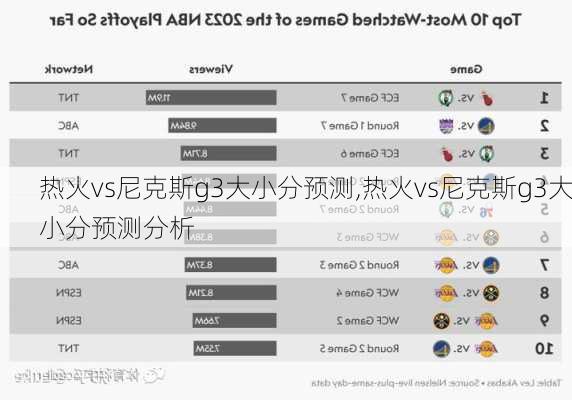 热火vs尼克斯g3大小分预测,热火vs尼克斯g3大小分预测分析