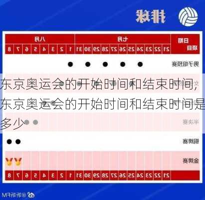 东京奥运会的开始时间和结束时间,东京奥运会的开始时间和结束时间是多少