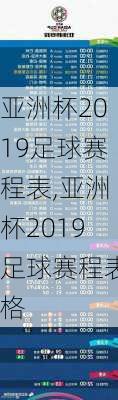 亚洲杯2019足球赛程表,亚洲杯2019足球赛程表格