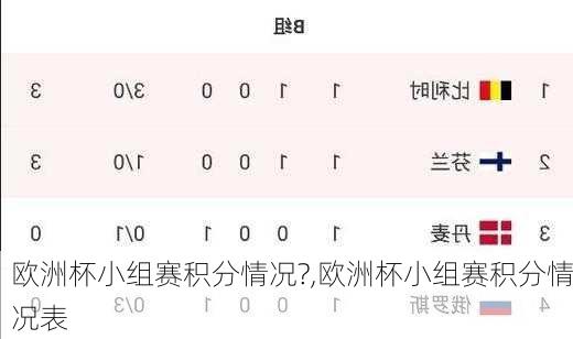 欧洲杯小组赛积分情况?,欧洲杯小组赛积分情况表