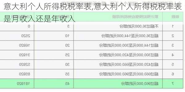 意大利个人所得税税率表,意大利个人所得税税率表是月收入还是年收入