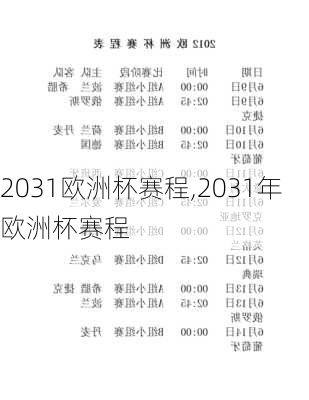 2031欧洲杯赛程,2031年欧洲杯赛程