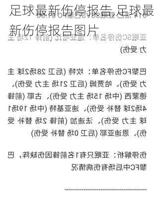 足球最新伤停报告,足球最新伤停报告图片