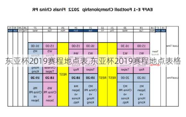 东亚杯2019赛程地点表,东亚杯2019赛程地点表格