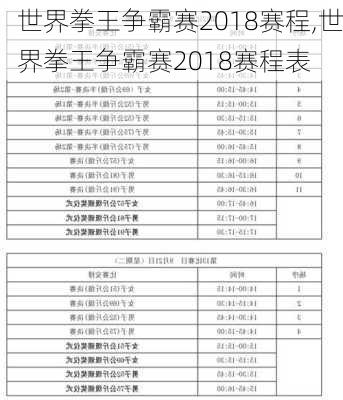 世界拳王争霸赛2018赛程,世界拳王争霸赛2018赛程表