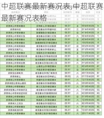 中超联赛最新赛况表,中超联赛最新赛况表格