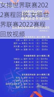 女排世界联赛2022赛程回放,女排世界联赛2022赛程回放视频