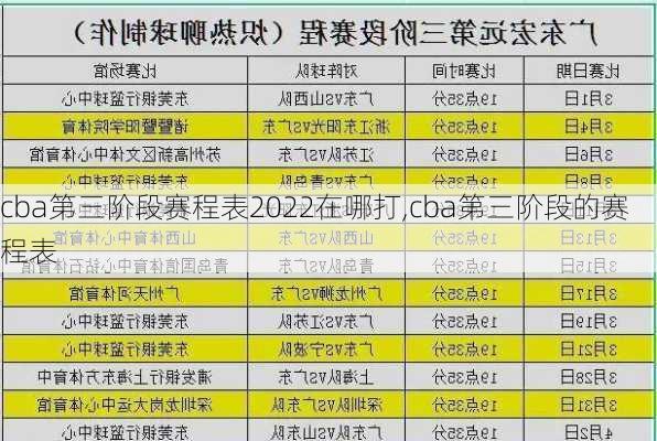 cba第三阶段赛程表2022在哪打,cba第三阶段的赛程表