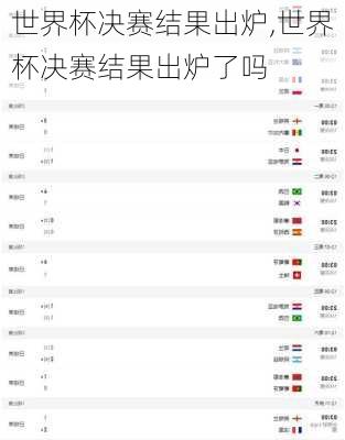 世界杯决赛结果出炉,世界杯决赛结果出炉了吗