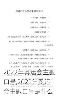 2022年奥运会主题口号,2022年奥运会主题口号是什么