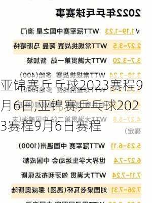 亚锦赛乒乓球2023赛程9月6日,亚锦赛乒乓球2023赛程9月6日赛程