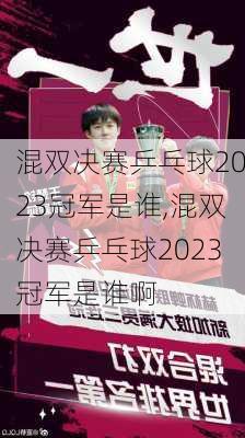 混双决赛乒乓球2023冠军是谁,混双决赛乒乓球2023冠军是谁啊