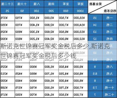 斯诺克世锦赛冠军奖金税后多少,斯诺克世锦赛冠军奖金税后多少钱