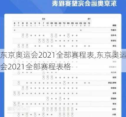 东京奥运会2021全部赛程表,东京奥运会2021全部赛程表格