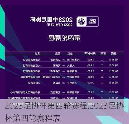 2023足协杯第四轮赛程,2023足协杯第四轮赛程表