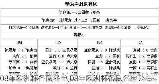 08年欧洲杯各队名单,08年欧洲杯各队名单公布