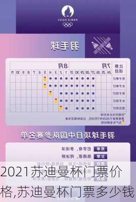 2021苏迪曼杯门票价格,苏迪曼杯门票多少钱