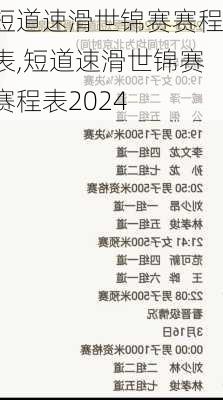 短道速滑世锦赛赛程表,短道速滑世锦赛赛程表2024