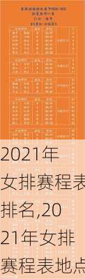 2021年女排赛程表排名,2021年女排赛程表地点