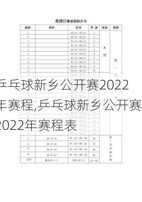 乒乓球新乡公开赛2022年赛程,乒乓球新乡公开赛2022年赛程表