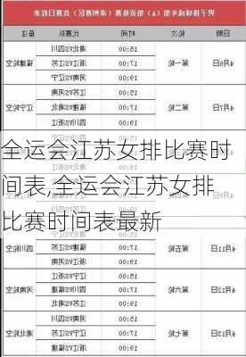 全运会江苏女排比赛时间表,全运会江苏女排比赛时间表最新