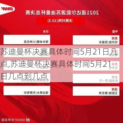 苏迪曼杯决赛具体时间5月21日几点,苏迪曼杯决赛具体时间5月21日几点到几点