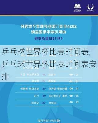 乒乓球世界杯比赛时间表,乒乓球世界杯比赛时间表安排