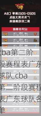 cba第二阶段赛程表广东球队,cba第二阶段赛程表广东球队名单