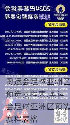 奥运会足球亚洲区预选赛程表,奥运会足球亚洲区预选赛程表格