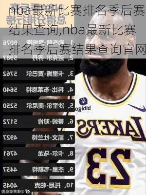 nba最新比赛排名季后赛结果查询,nba最新比赛排名季后赛结果查询官网