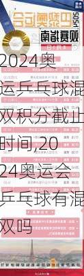 2024奥运乒乓球混双积分截止时间,2024奥运会乒乓球有混双吗