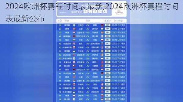 2024欧洲杯赛程时间表最新,2024欧洲杯赛程时间表最新公布