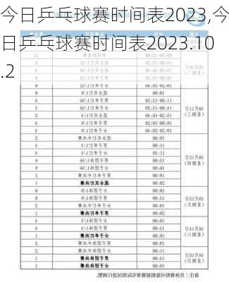 今日乒乓球赛时间表2023,今日乒乓球赛时间表2023.10.2