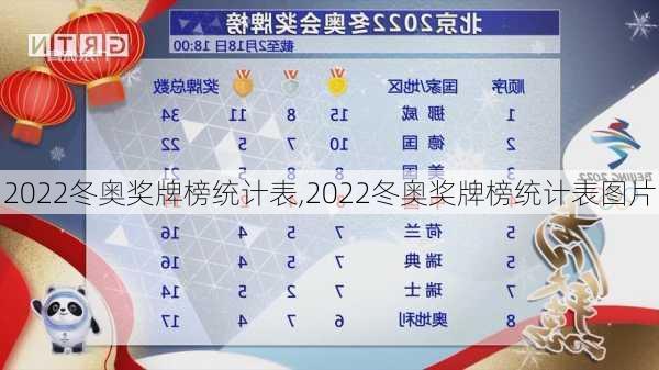 2022冬奥奖牌榜统计表,2022冬奥奖牌榜统计表图片