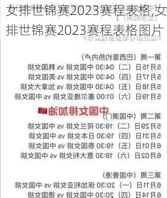 女排世锦赛2023赛程表格,女排世锦赛2023赛程表格图片